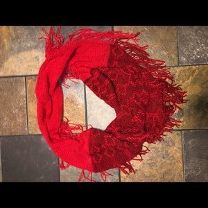 Red Frayed Scarf